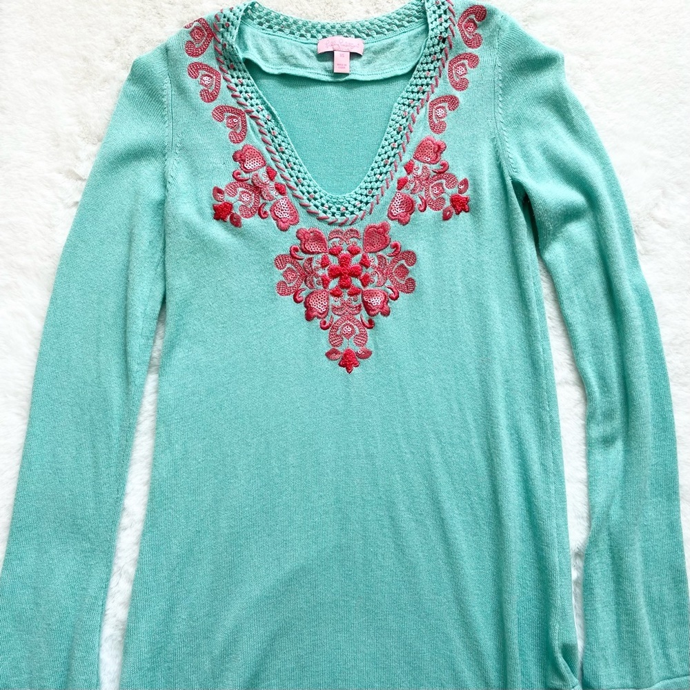 LILLY PULITZER EMBROIDERED LONG SLEEVE TOP Size XS PREPPY PRETTY FEMININE - Picture 10 of 10